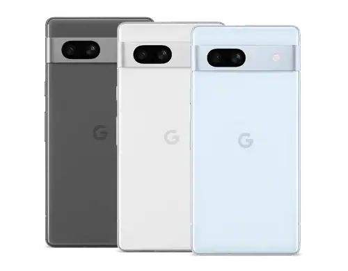 Google pixel 7A front and back with white background